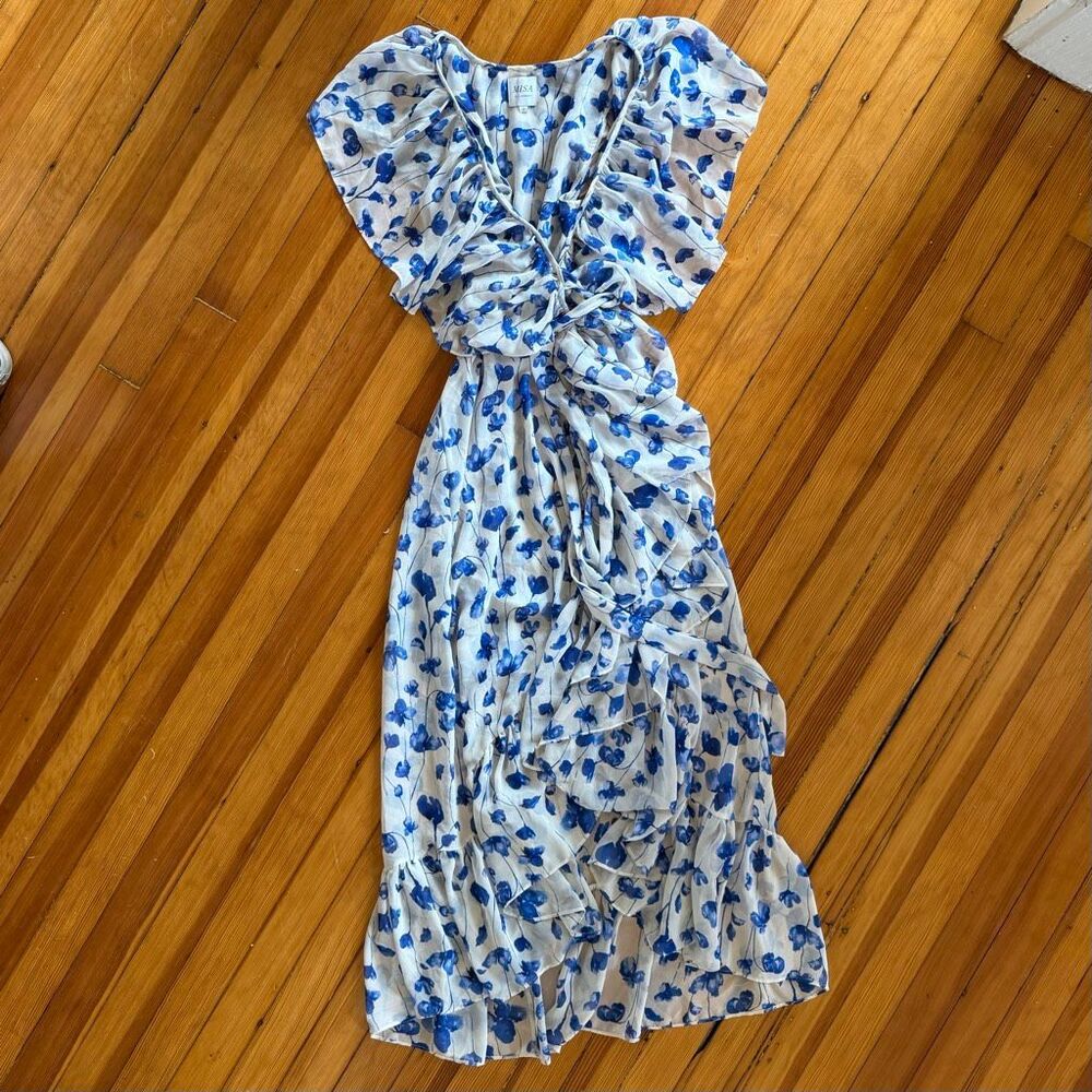 MISA Los Angeles Thesa Dress in Blue Floral Size S - Picture 2 of 7